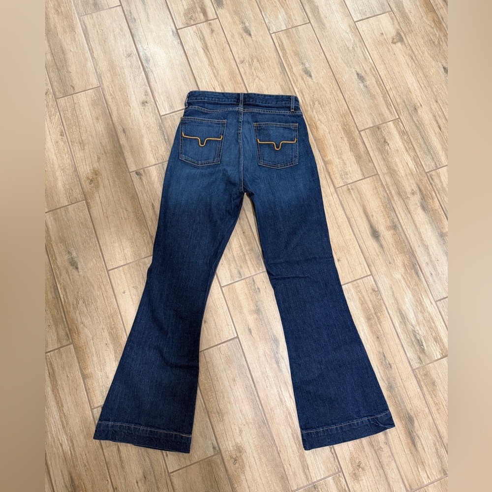 Kimes Ranch Dark Blue Flare Jeans with Contrast Stitching